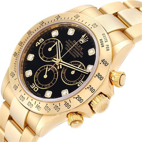 rolex 18k yellow gold 40mm daytona cosmograph black 116528|116528 Black Diamond Rolex Cosmograph Daytona Yellow Gold .